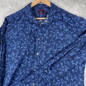 UNTUCKit Shirt Mens Large Navy Blue Floral Button Down Slim Fit Casual Dress